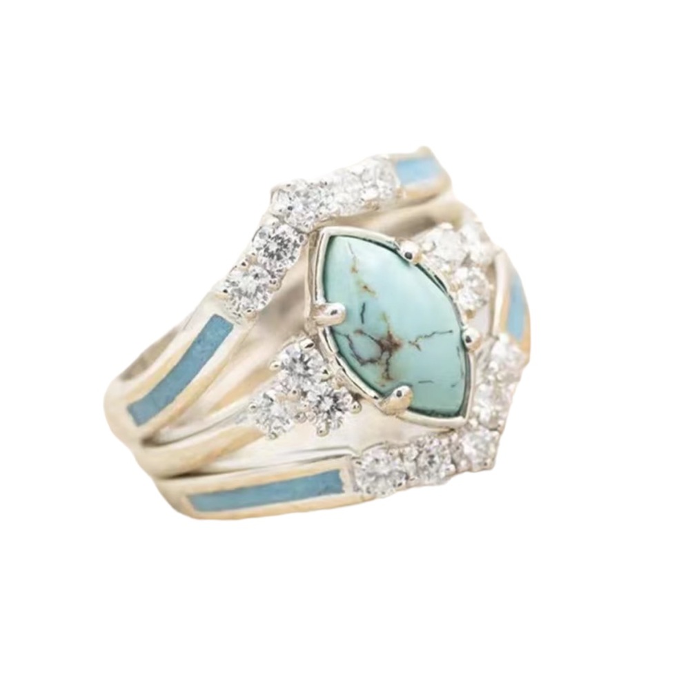 3 Piece Ring Set with Moissanite Stone